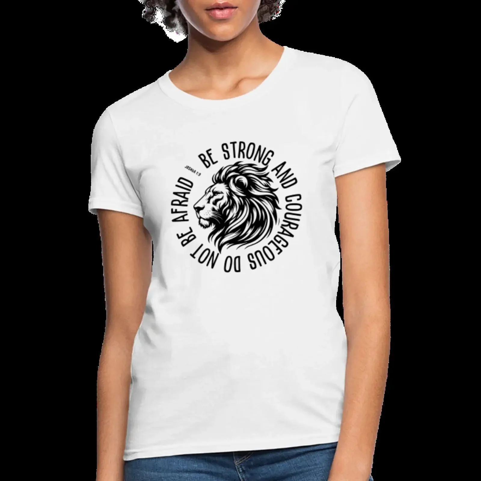 T-shirt pour femme « Soyez forts et courageux, n'ayez pas peur » Josué 1:9, style vintage délavé, streetwear décontracté, graphique unisexe, polyvalent