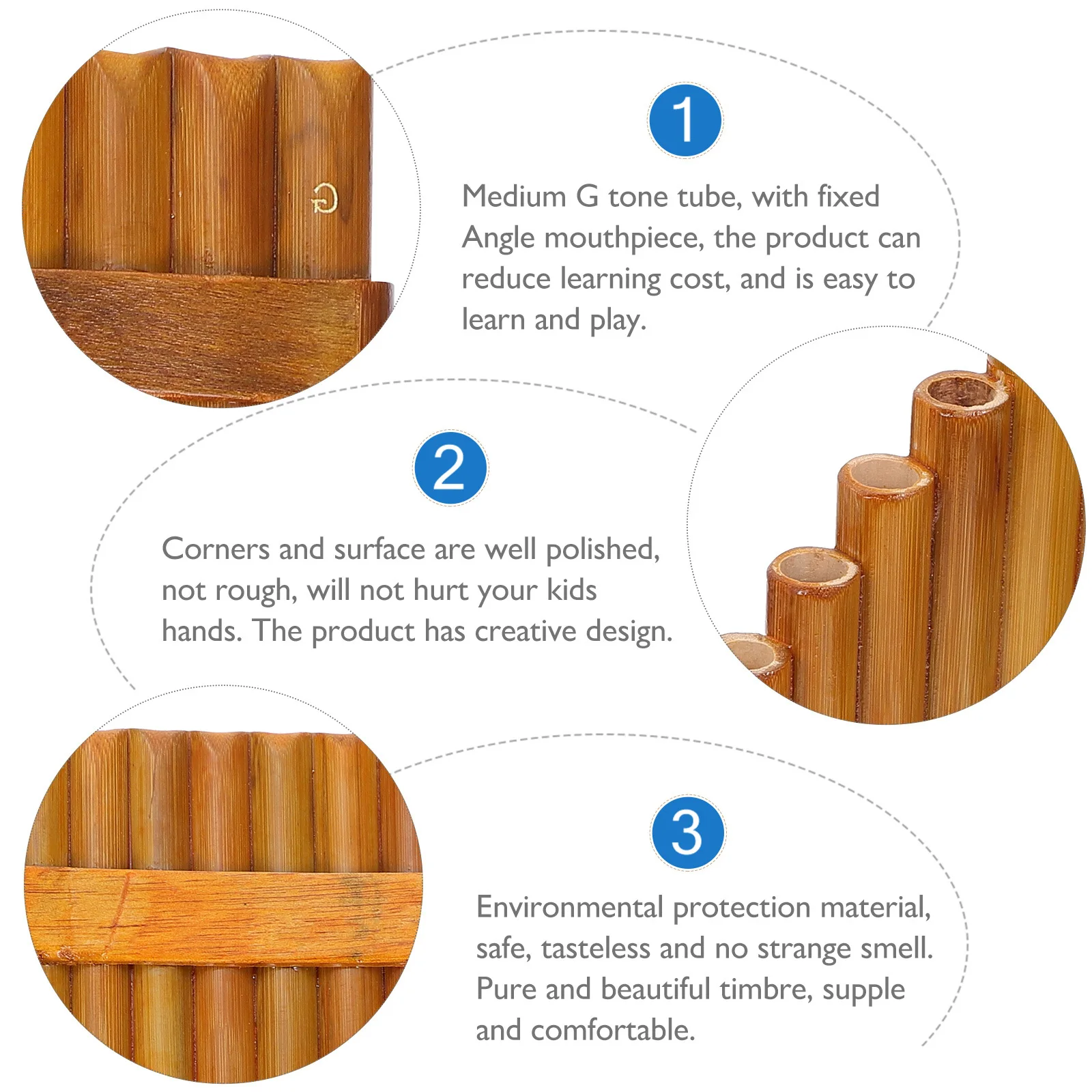 

1 set 1 Set Bamboo Pan Flute 15-Tone Portable Wooden Musical Instrument For Kids Beginner Educational Gift Traditional School