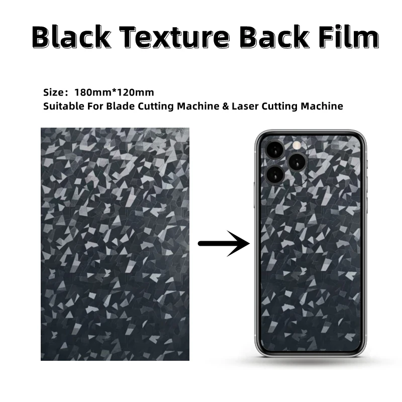 10-50pcs Black Back Film Protector Sticker For Blade Cutting Machine 180x120mm Diamond Texture Decorative Back Cover For iPhone