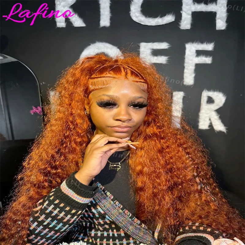 Orange Ginger Lace Front Wig Human Hair Curly Wigs 13X4 13x6 Hd Lace Deep Wave Frontal Wig 30 Inch Brazilian Preplucked Wigs