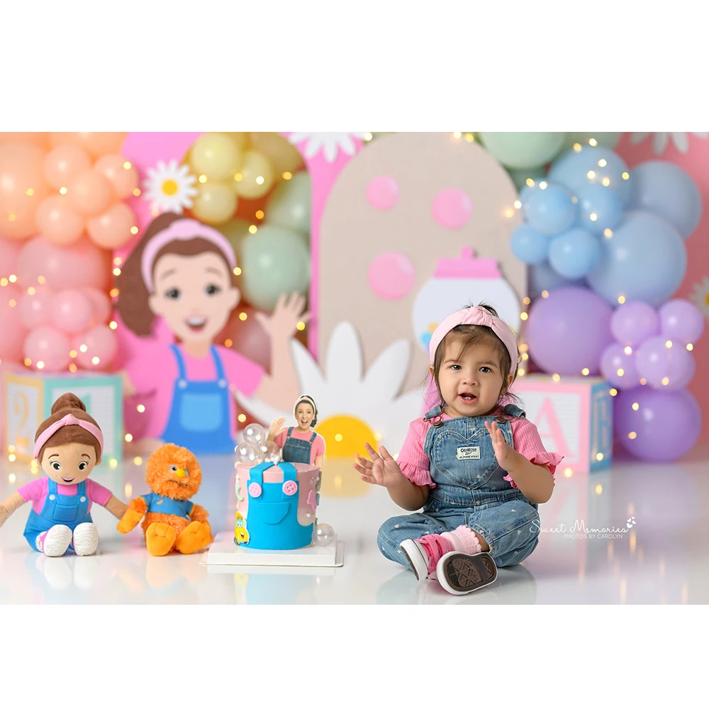 Sfondo Fotografico Vinile 2.2x1.5m Per Primo Compleanno – Arcobaleno E Palloncini Rosa, Per Cake Smash E Feste - 5