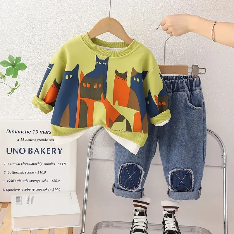 Girls' Autumn Set 2023 New Spring and Autumn Boys' Baby Sports Sweater Two Piece Pants Children's Clothing Set