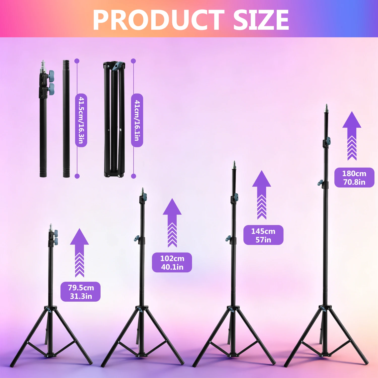 ضوء حلقة RGB قابل للتعديل مقاس 10 بوصات ومجموعة حامل ثلاثي القوائم 180 سم، 101 وضع إضاءة، حامل قابل لضبط الارتفاع حتى 70 بوصة مع حامل هاتفين #4