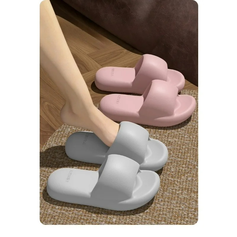 

Новинка 2026, однотонные мужские тапочки на толстой подошве, нескользящие дышащие домашние тапочки для мужчин, легкие повседневные тапочки