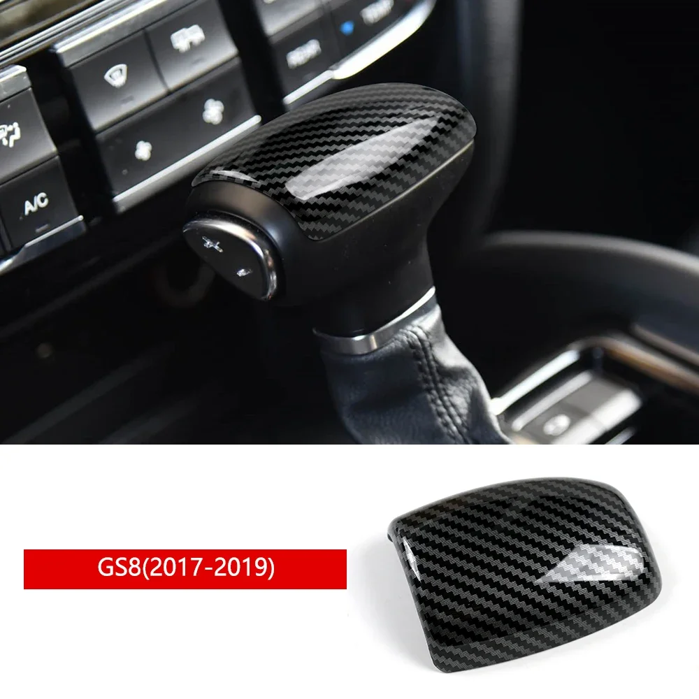 1 piece BLACK/RED Carbon Fiber Gear Shift Knob Cover Sticker for GAC Trumpchi GS8 2017-2019 Accessories