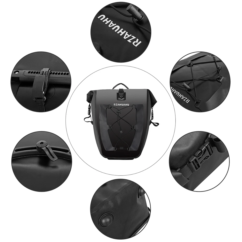 25L Roll Mouth Closed Bag Waterproof Rear Seat Trunk Bag Adjustable Net Bag Large Capacity Travel Accessories