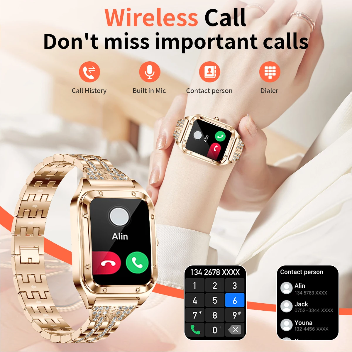 LIGE Smart Watch Woman Outdoor Bluetooth Call Waterproof Ladies Smartwatch Sport Fitnes AI Voice Control Full Touch Bracelet