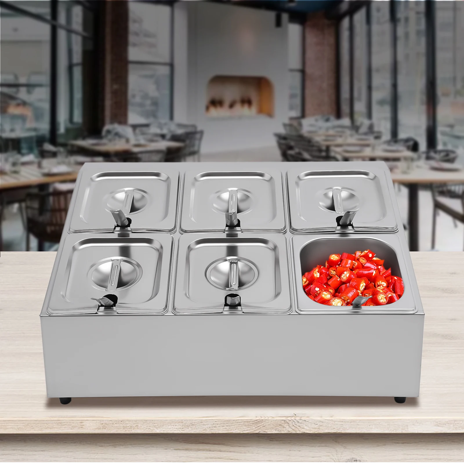 

Trapezoid Spice Rack Shelf Silver Stainless Steel Organizer Stand with 6 Pans Ladles Countertop Inclined Holder
