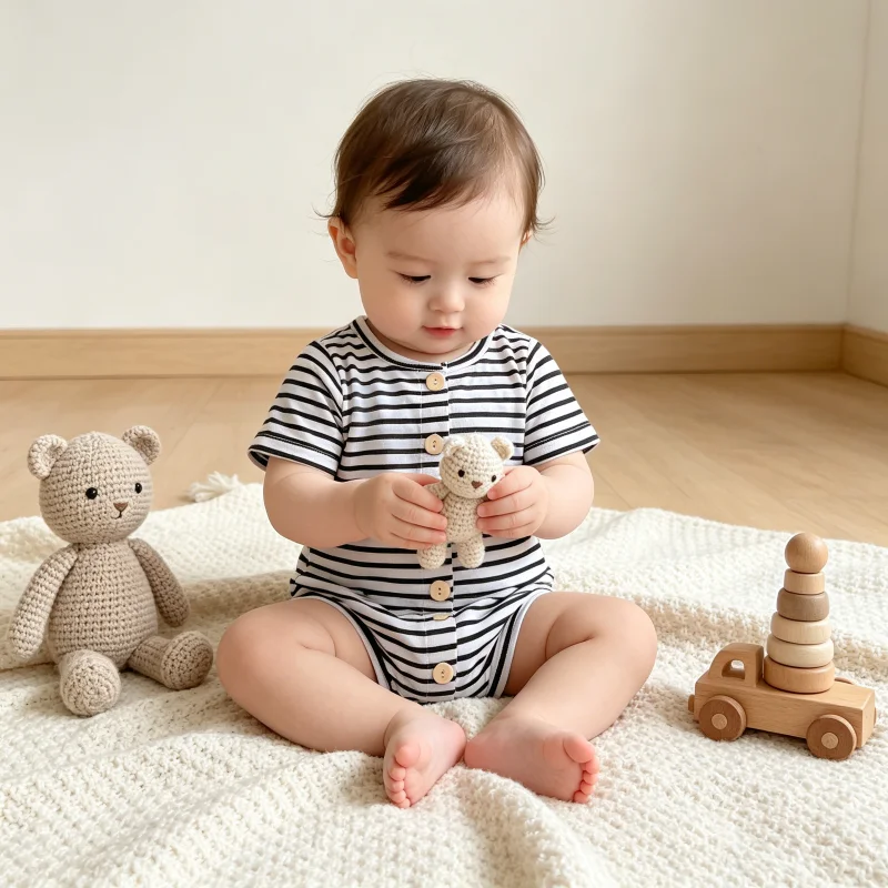 Summer baby boys striped romper cotton short sleeve infant kids bodysuits