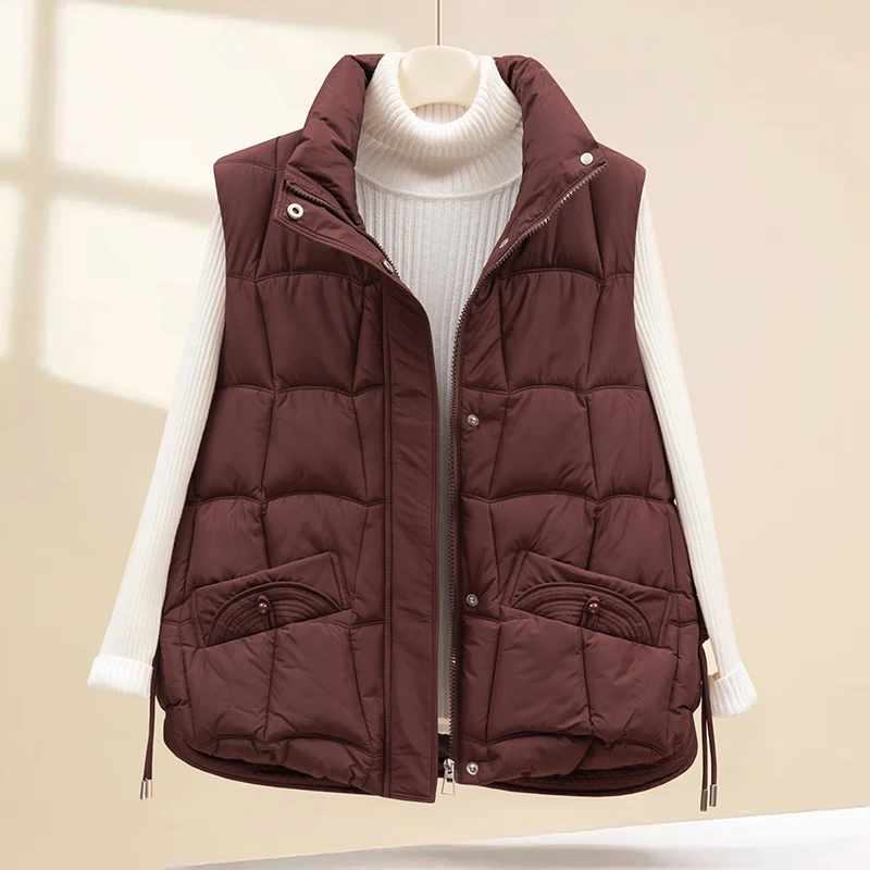 

Faionable Loose Cotton Vest Women's ort Svel Stand Collar Autumn Winter New Arrival Outerwear Commute Sle C...