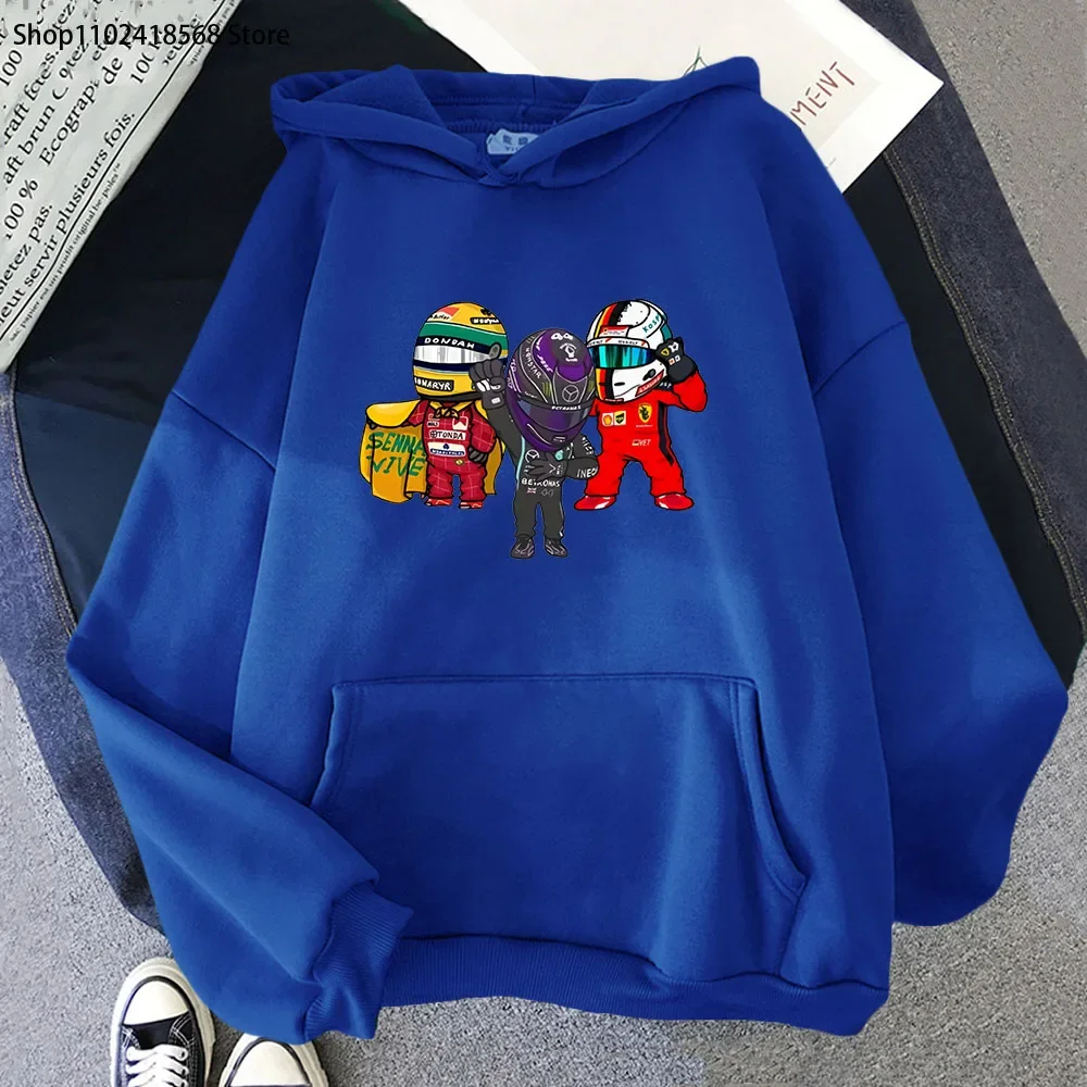 Cartoon F1 Car Print Hoodie Men Mini Driver Fans Lovers Sweatshirts Men Unisex Long Sleeve Women Clothing Cool Ganme Pullover