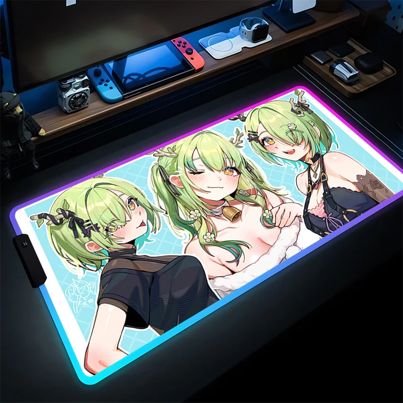 

Коврик для мыши, геймерский коврик для клавиатуры, светодиодный коврик для ноутбука Hololive Ceres Fauna, настольный коврик для мыши, резиновый коврик для мыши Tapis Souris Gaming RGB PC HD