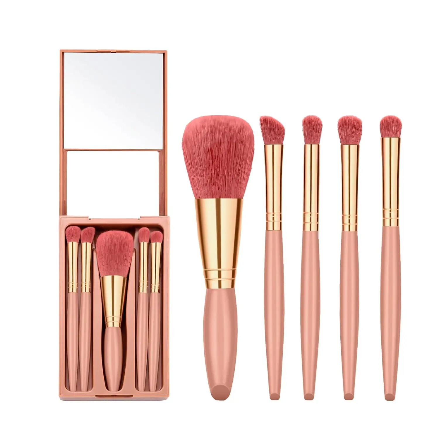 5 - Piece Travel Makeup Brush Set, Colored Pencil Set, Mini Eyeshadow Kit, Small - sized Eyeshadow Palette, Eye Makeup Brushes