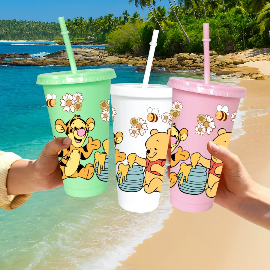 12 pz/pacco Disney, Winnie The Pooh, Bee 26 once Bicchiere di plastica colorato Festa di compleanno Utensili per bere Succo di caffè Tazza