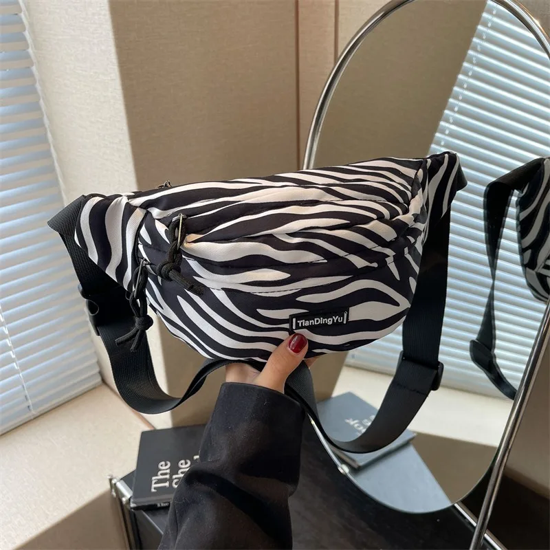 Vintage Leopard Impresso Fanny Packs para Mulheres, Zebra Stripe Waist Bag, Pacote Feminino Portátil, Crossbody Chest Bag, Lady Fashion