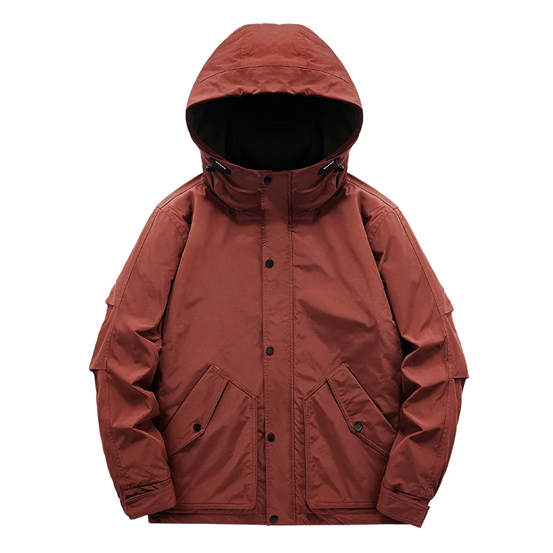 New Winter Men Hooded Multiple Pockets Cargo Down Jackets High Quality Male Fleece Warm Winter Loose Coats Casual Parkas Size 5X