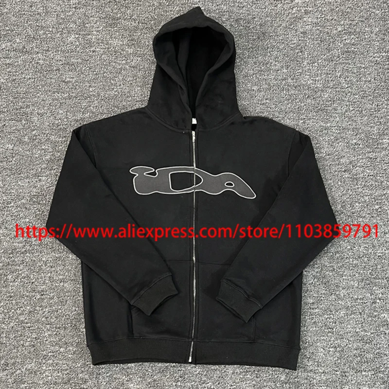 

Real Photos Hot Trends IDA Hoodies High Street Hip-hop Embroidery Pattern Casual Cardigan Loose IDA Hooded Sweatshirt