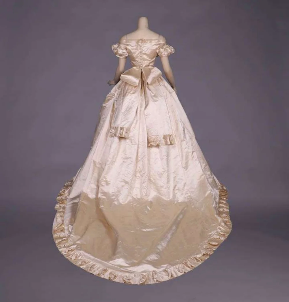 1855년대 오프 숄더 웨딩 드레스 역사 재연 공주 시시 의상 빅토리아 남북 전쟁 사우스 벨 티 볼 가운