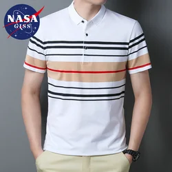 High quality men's striped short sleeved T-shirt, all cotton thin business lapel, men's polo shirt, men's style