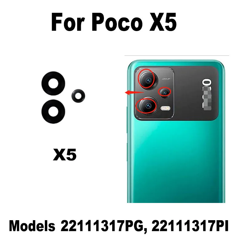 For Xiaomi Poco X5 Pro Back Camera Lens Glass Rear Cover With Glue Adhesive Replacement