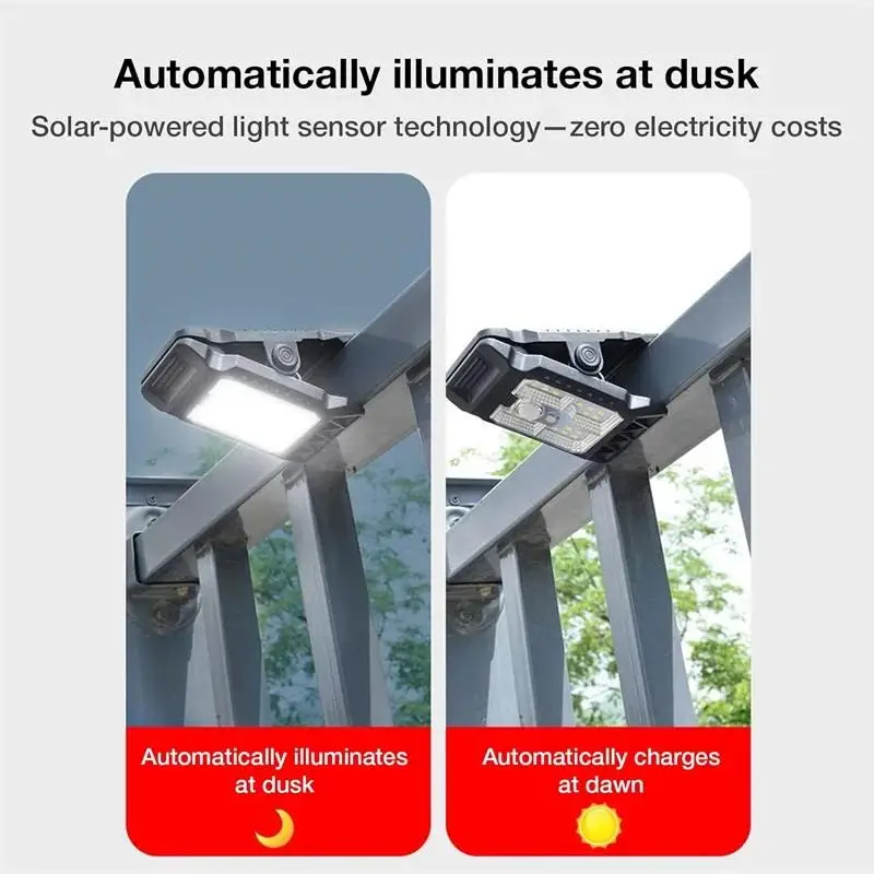 ~Clip On Solar Lights Outdoor Waterproof Motion Sensor Solar Lights Clip On Waterproof Portable LED Lighting For Garage Camping