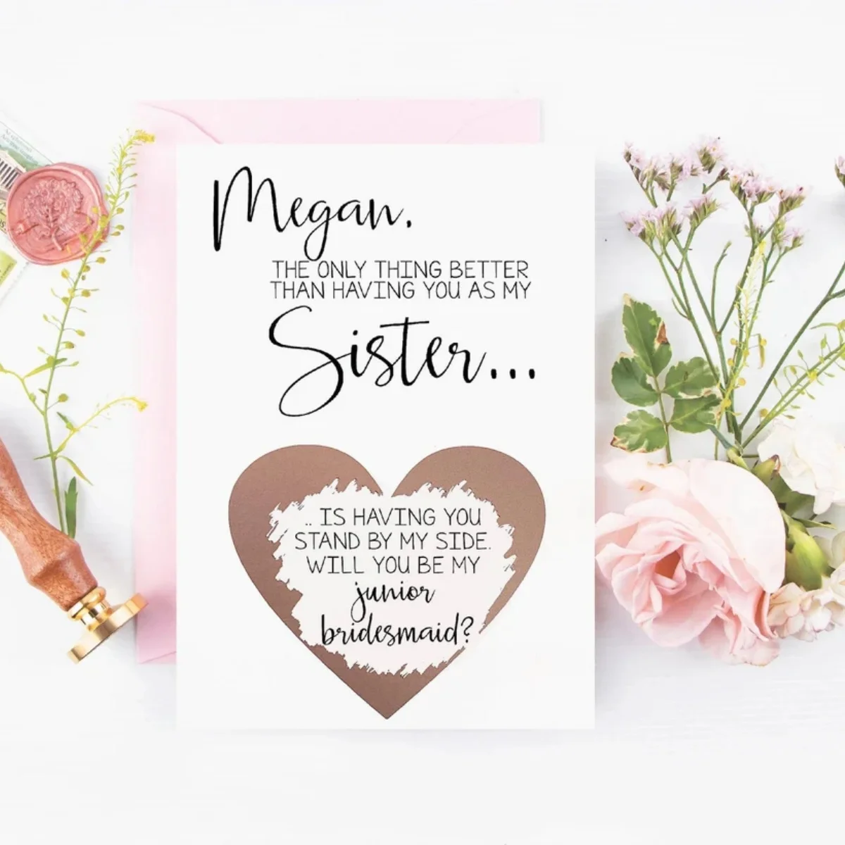 1. Tarjeta de propuesta para rascar personalizada para dama de honor junior, para mi hermana: Lo único mejor que tenerte como mi hermana, dama de honor.