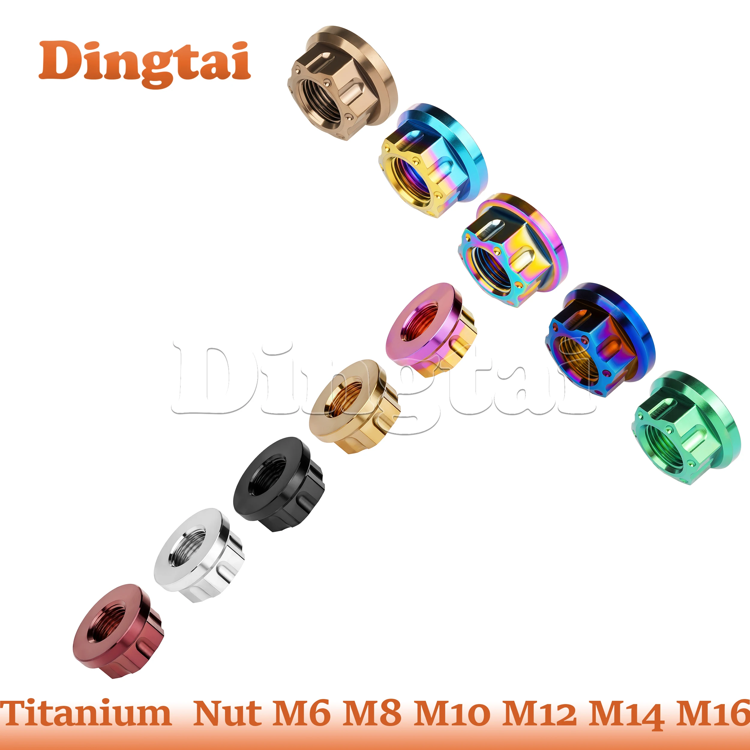 Dingtai Titanium Ti Nuts  M6 M8 M10 M12 M14 M16 Fancy  for Motorcycle Bicycle Fastener Rear Axle Nuts