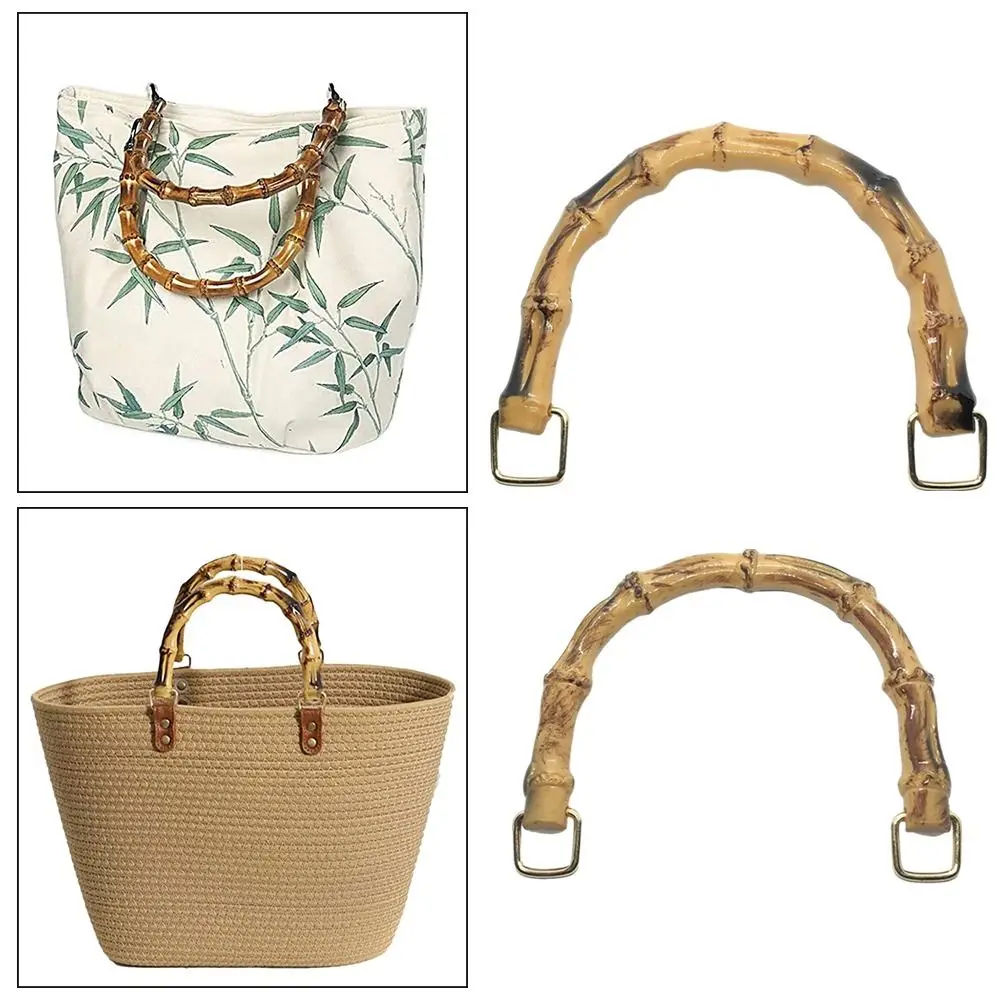 1Pc Handmade Handbag DIY Tote Purse Bag Frame Round Shape Bamboo Bag Handles Making Bag Accessories Replacement Handles