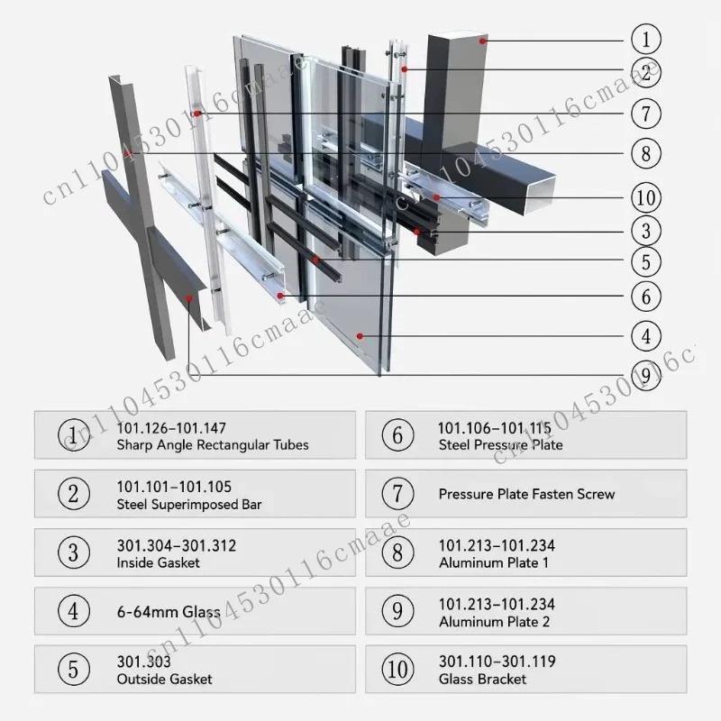 Stacked Curtain Wall System Fireproof Steel Frame Exterior Wall | Unit Prefabricated Modern High-rise Building Glass 6-64mm