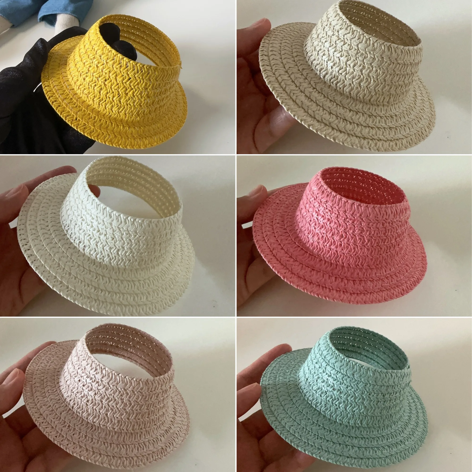 

Clothes Accessories For Labubu 15 Cm 17 Cm Dolls 1st To 3rd Generation Flower Green Straw Hat Seaside Vacation Style Hat