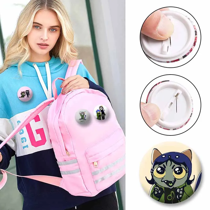 Funny Game MSPA Nepeta Leijon Coin Brooch Cartoon Character Lapel Pins Animation Cat Badges Bag Hat Decor Jewelry Accessories