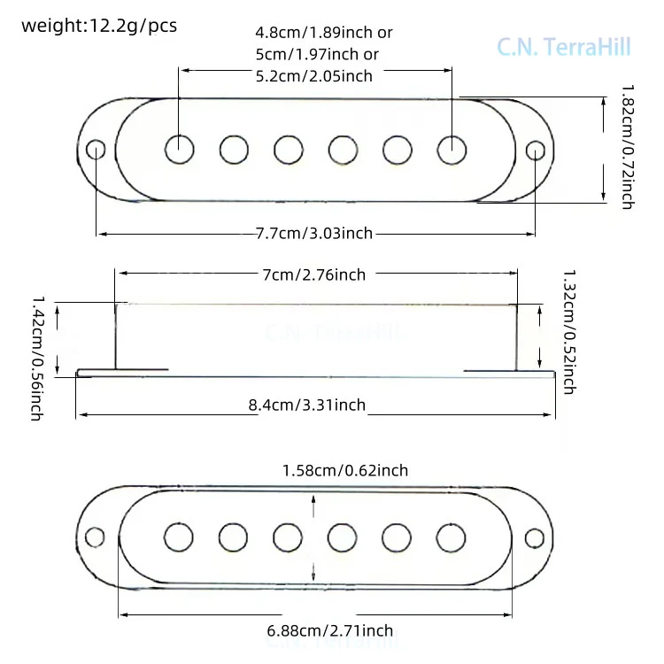Electric Guitar Pickup Cover Metal Brass Single Coil Pickup Shell Copper Housing 5 Colors