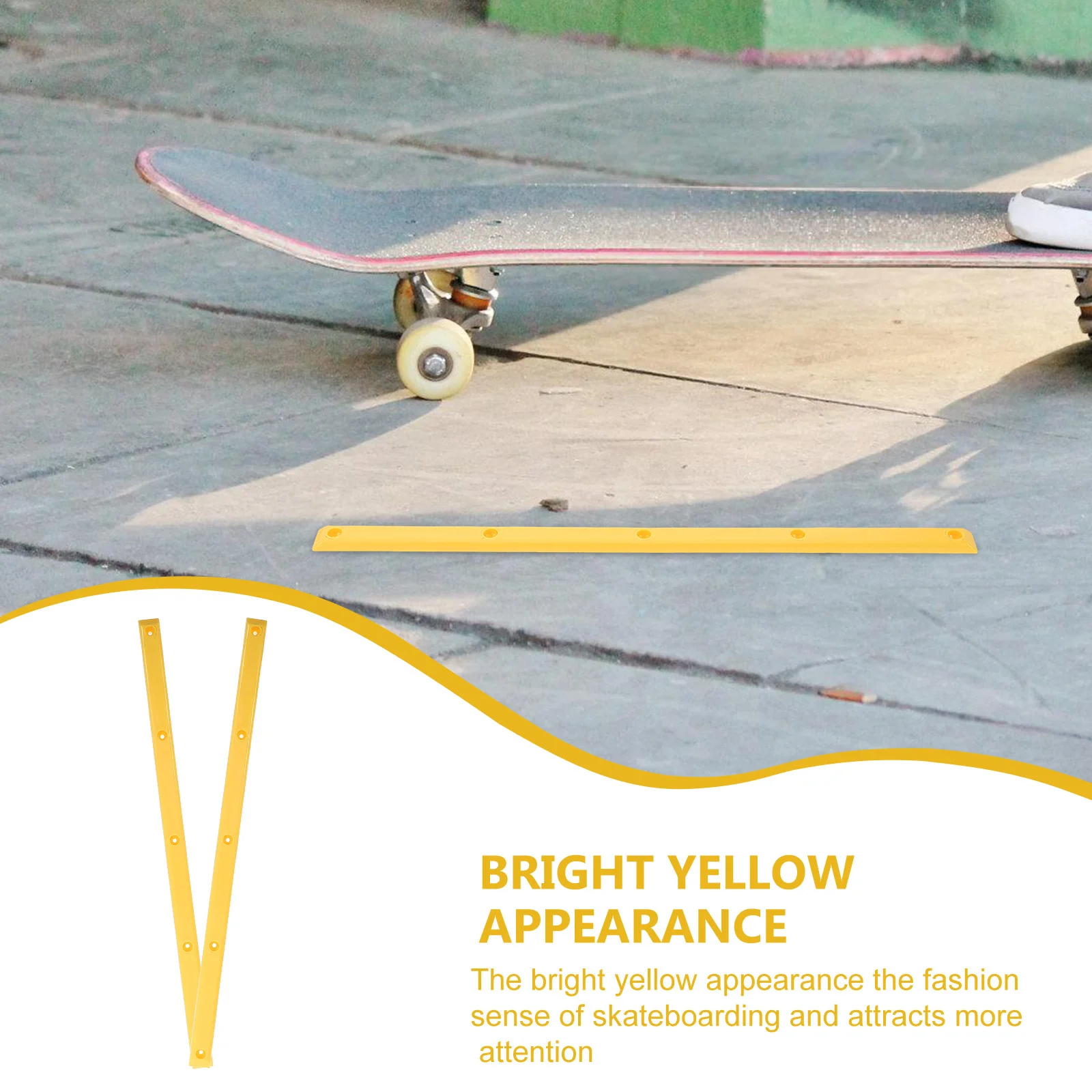 

2Pcs Professional Skateboard Rib Bone Rail Anti-Collision Plastic Strips Sturdy Wear Resistant Easy to Install Replacement