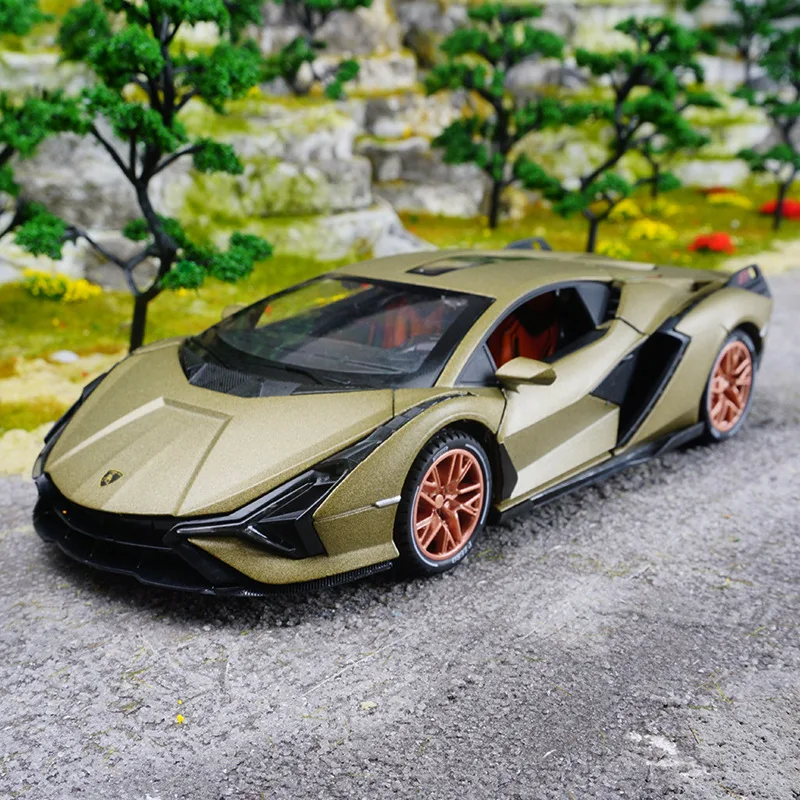 

1:24 Lamborghini SIAN FKP37 sports car Diecast Metal Alloy Model car Sound Light Pull Back Collection Kids Toy Gifts