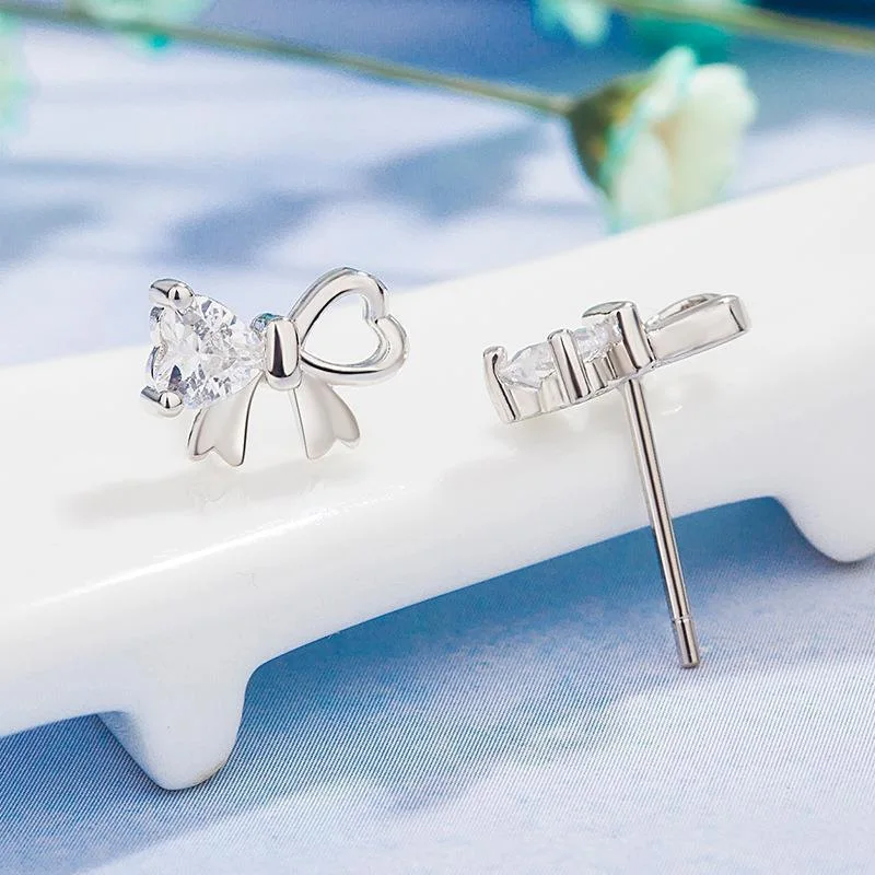 925 Sterling Silver Brilliant Love Stud Earrings for Women Girl Ear Studs Fine Jewelry Fashion Luxury Anniversary