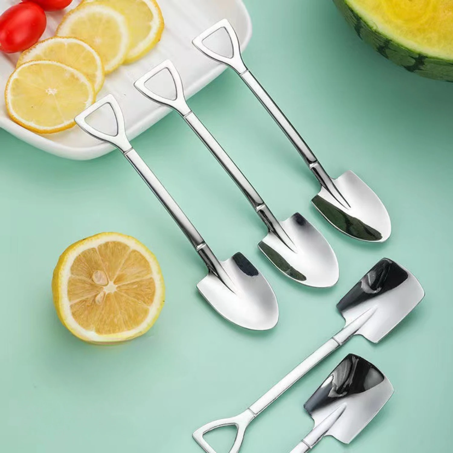 16-Piece Set Stainless Steel Creative Dessert Spoons, Ice Cream Scoops, Watermelon Servers, Multipurpose Spatula for Party Event