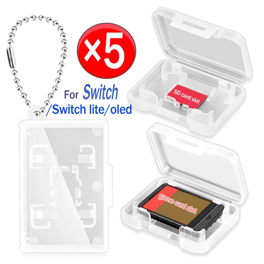 1-5pcs Portable Pocket Game Card Box with Keychain SD Card Storage Display Box Holder for Nintendo Switch Series Storage Case