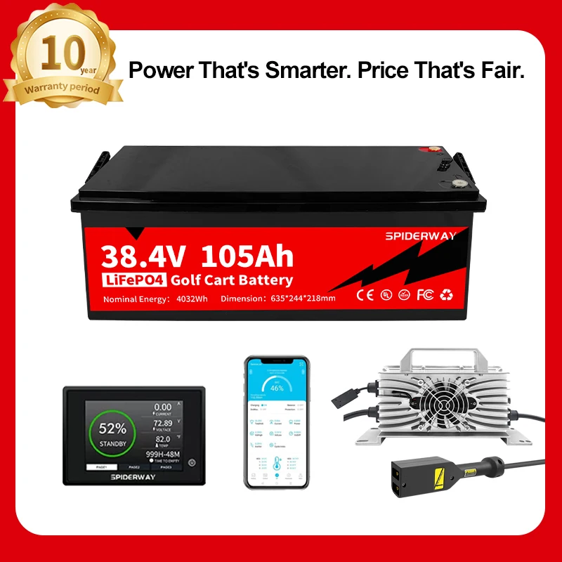 

36V 105Ah Golf Cart LiFePO4 Lithium Battery Built-in 200A BMS with 36V 25A Charger for EZGO TXT Rechargeable Battery