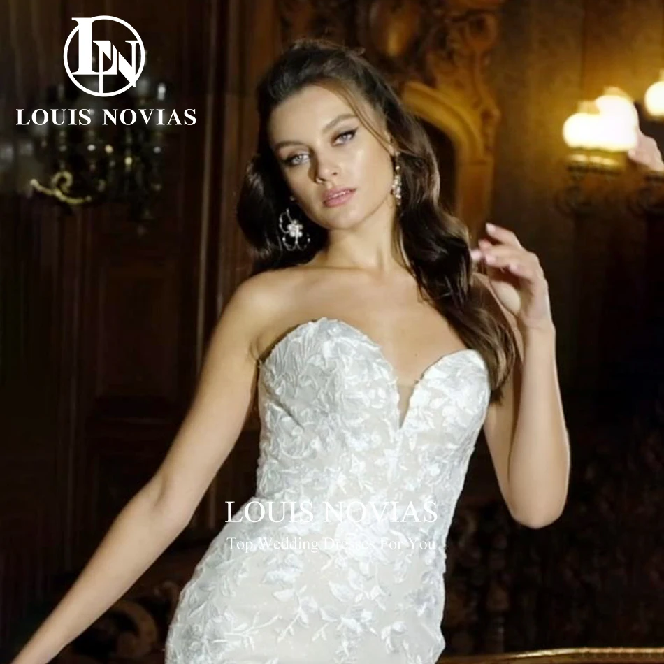 LOUIS NOVIAS Mermaid Sleeveless Wedding Dresses For Women 2023 New Sweetheart Embroidery Button Wedding Gown Vestidos De Novia