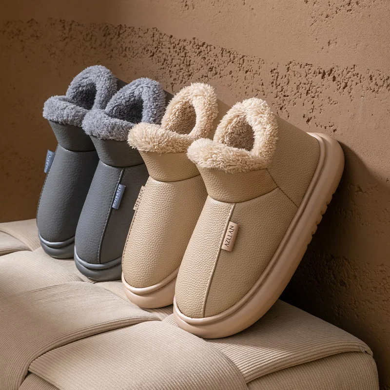 Chaussures en coton à talons tout compris pour femmes, nouveau style d'hiver avec polaire ajoutée et semelle épaisse pour la chaleur, slip en coton peluche