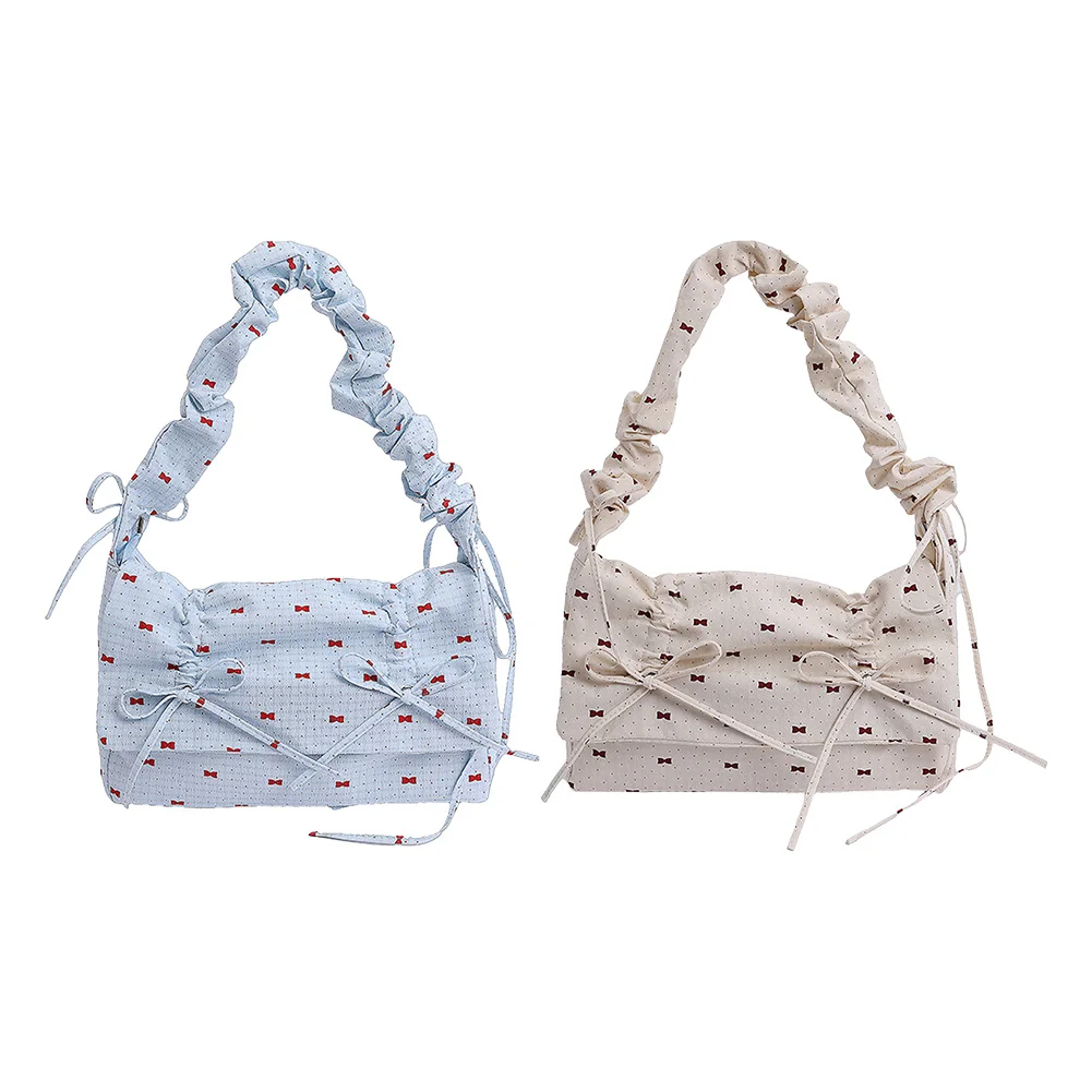 Bow Shoulder Bag Drawstring Shoulder Handbag Top Handle Bag for Women
