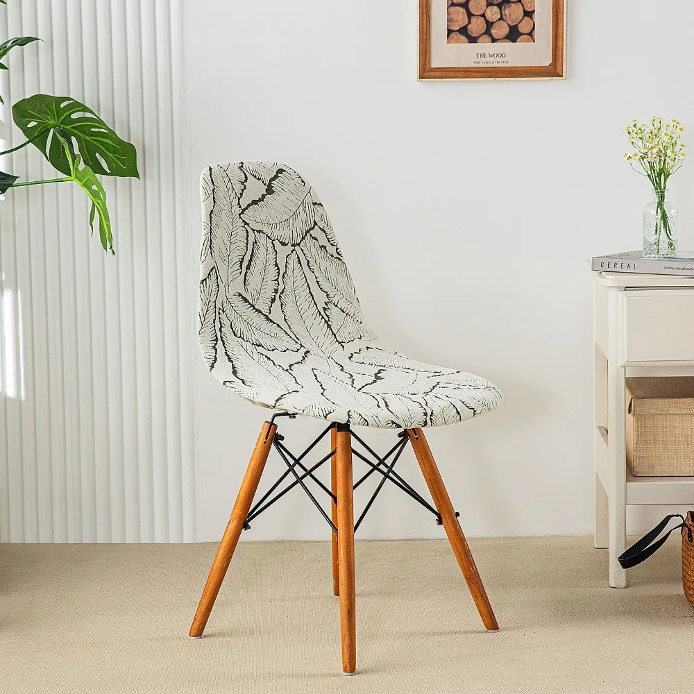 1/4/6Pcs Family Pack Shell Chair Cover Chenille Pet Resistant Seat Cover Jacquard Dining Room Antifouling Removable Stool Cover