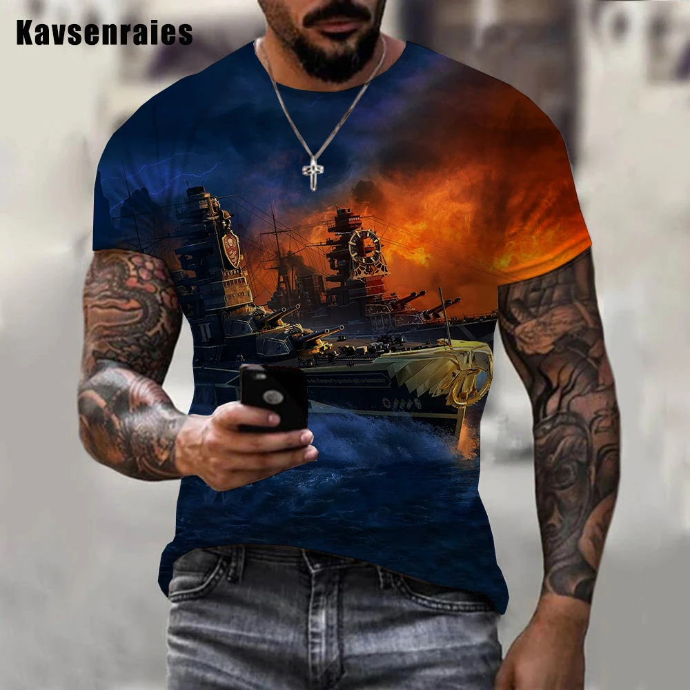 

Warship 3D Printed T-Shirt Men Women New Casual Harajuku Hip Hop Style T Shirts Popular O-Neck Polyester Oversized Tops 2XS-6XL