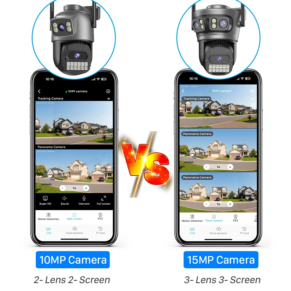 Imagem -02 - Três Tela Wifi Câmera ip ao ar Livre 4k Lente Dupla Câmera Ptz ai Detecção Humana à Prova Impermeável Água Cctv Câmera de Segurança Vídeo 15mp 6k hd