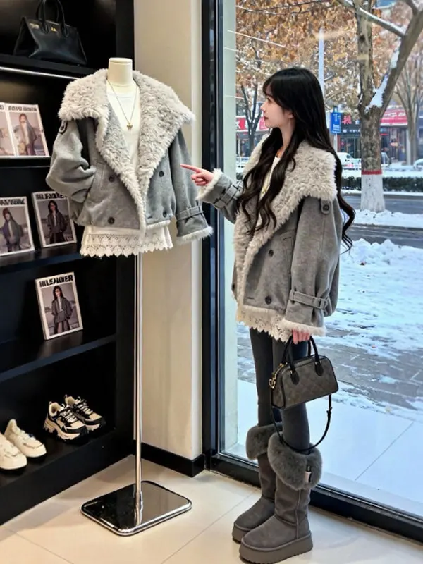 

Корейская свободная куртка из хлопка с подкладкой, модный повседневный топ с отложным воротником для женщин, элегантная модель