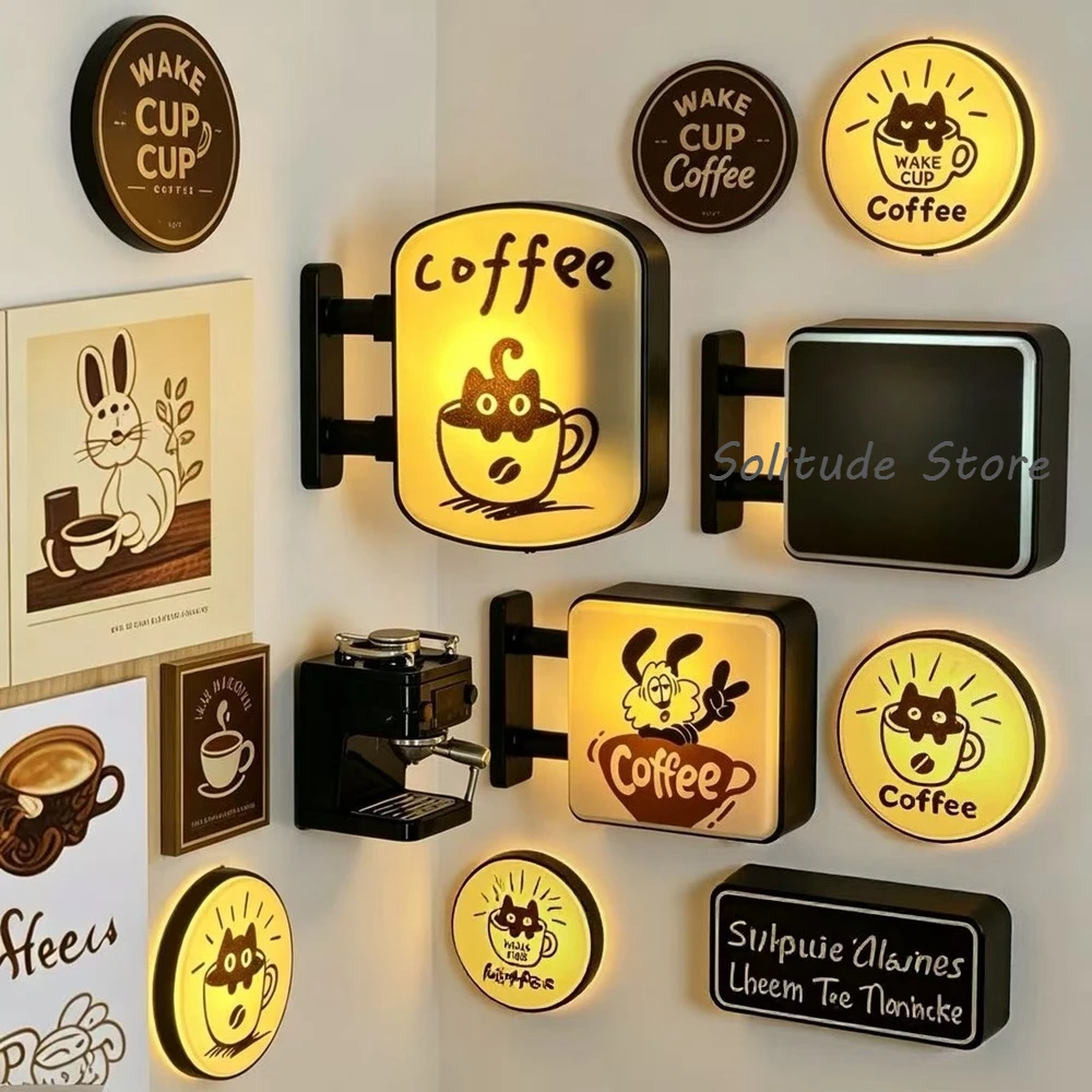 New Glowing Coffee Fridge Magnet Coffee Creative Tourism Souvenir Magnetic Luminous Light Box Home Decoration Gift