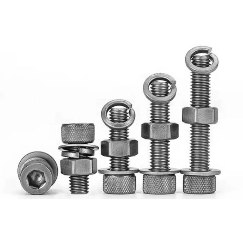 1-5Set TA2Titanium Hexagon Socket Screws Pure Titanium Bolt Nut Flat Washer Spring Washer Set M2 M2.5 M3 M4 M5 M6 M8 M10 M12 M16