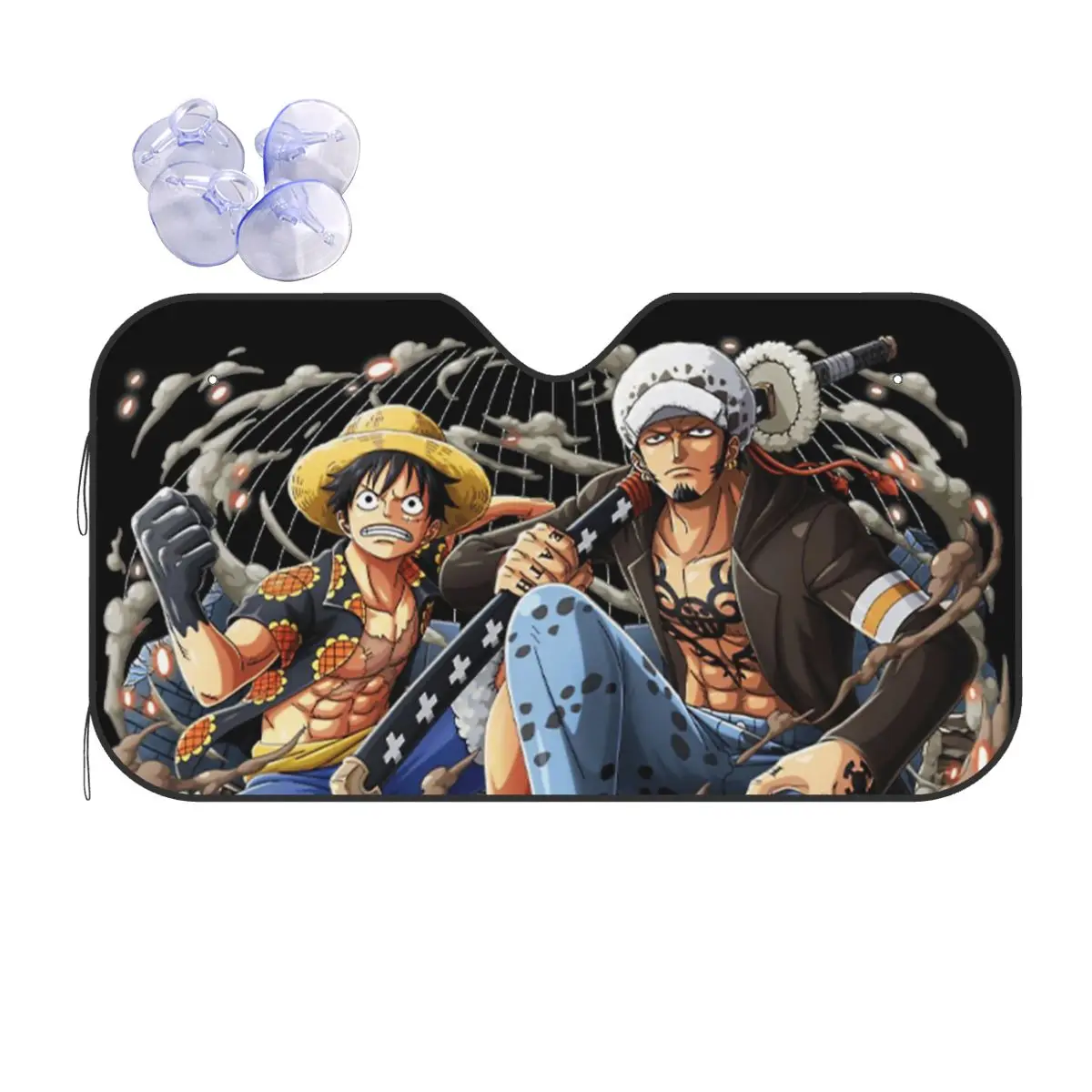 Luffy And Law Funny Sunshade Windscreen 70x130cm One Piece Pirates Foils Sunshade Visor Solar Protect