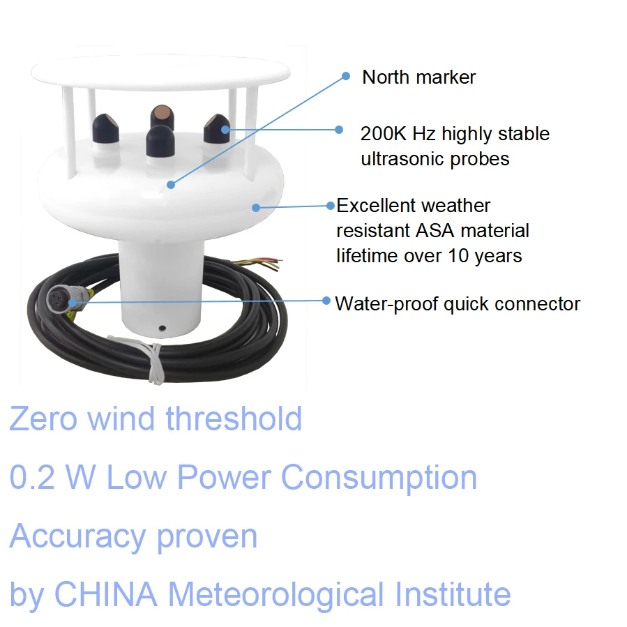 HY-WDS2E Low Cost Professional Ultrasonic Anemometer For Wind monitoring digital anemometer seawater resistant