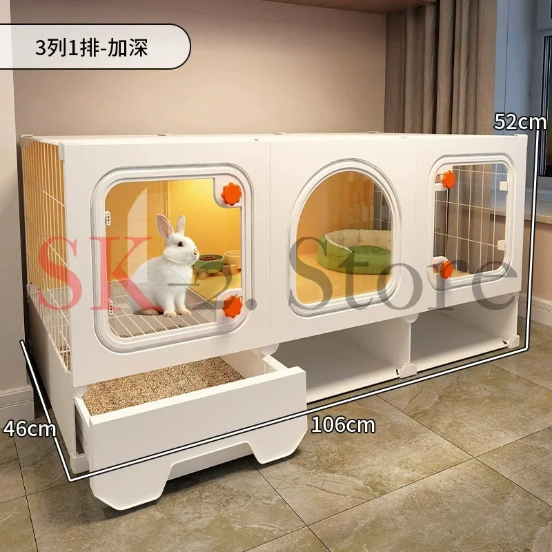 Small Dog Cage with Toilet One Room Suite Pet Villa Pomeranian Bichon Dog House Separated Living Area Home Pet Residence System